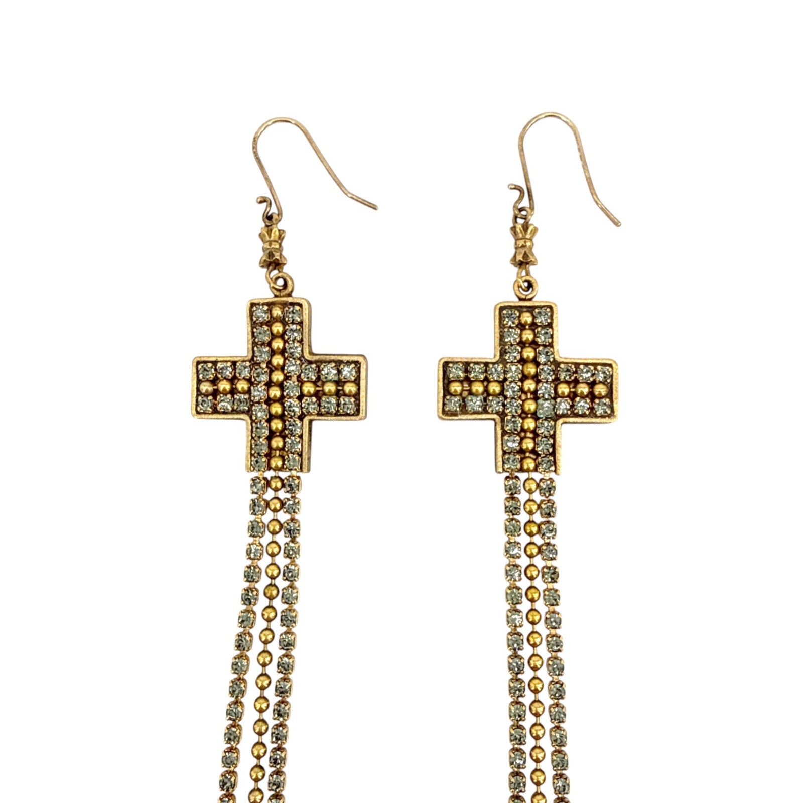 VIRGINS SAINTS & ANGELS VSA Resurrection Cross Chain Earrings in Gold