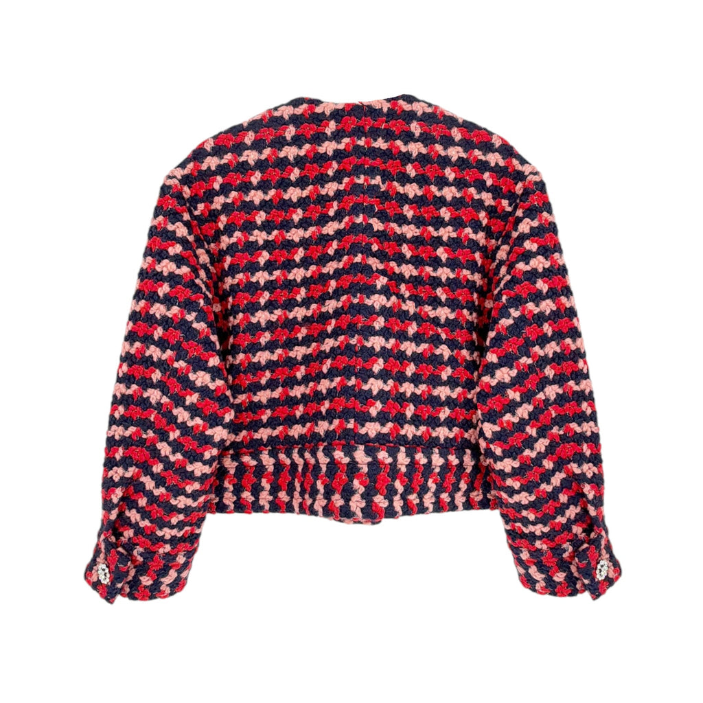 ESSENTIEL ANTWERP Wool Blend Tweed Jacket in Navy Peach & Red XS Essentiel Antwerp