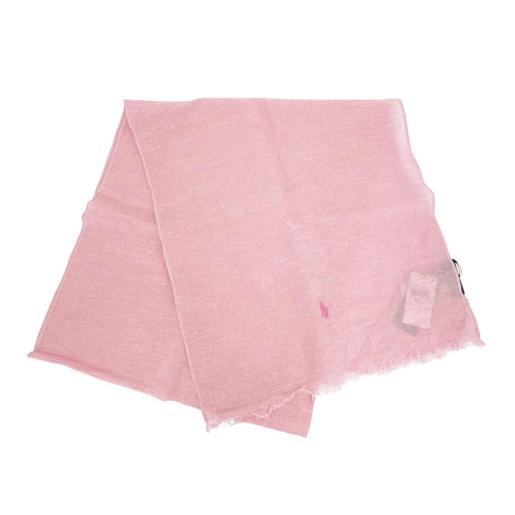 POLO RALPH LAUREN Micro-Houndstooth Linen-Cotton Scarf in Pink & White - flyKAMP