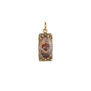 VIRGINS SAINTS & ANGELS VSA Retablo Rectangular Framed Charm in Gold