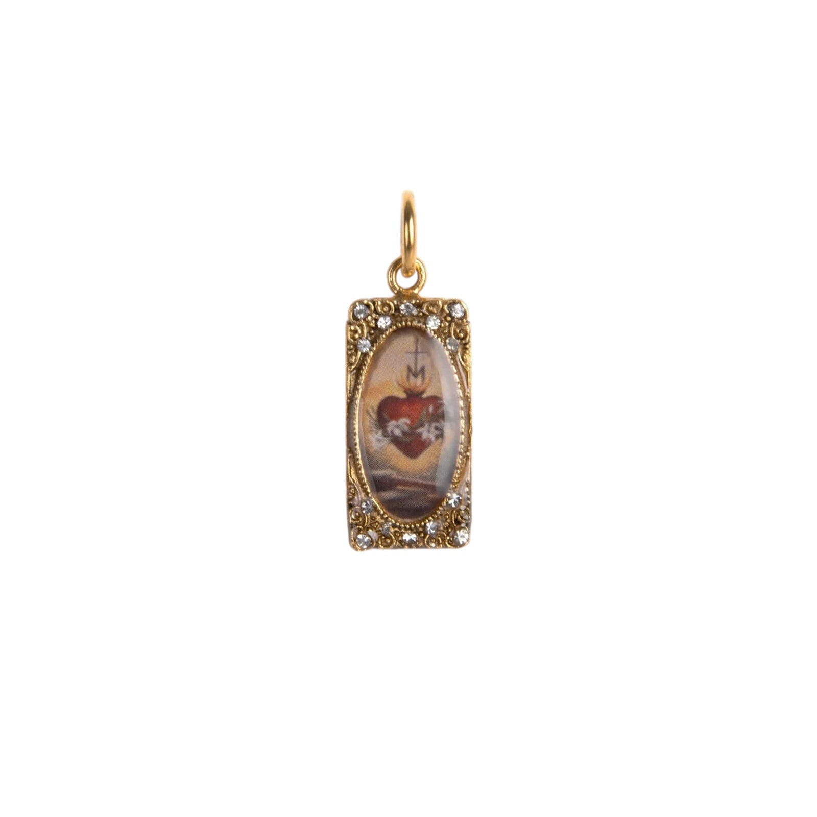 VIRGINS SAINTS & ANGELS VSA Retablo Rectangular Framed Charm in Gold Virgins Saints & Angels