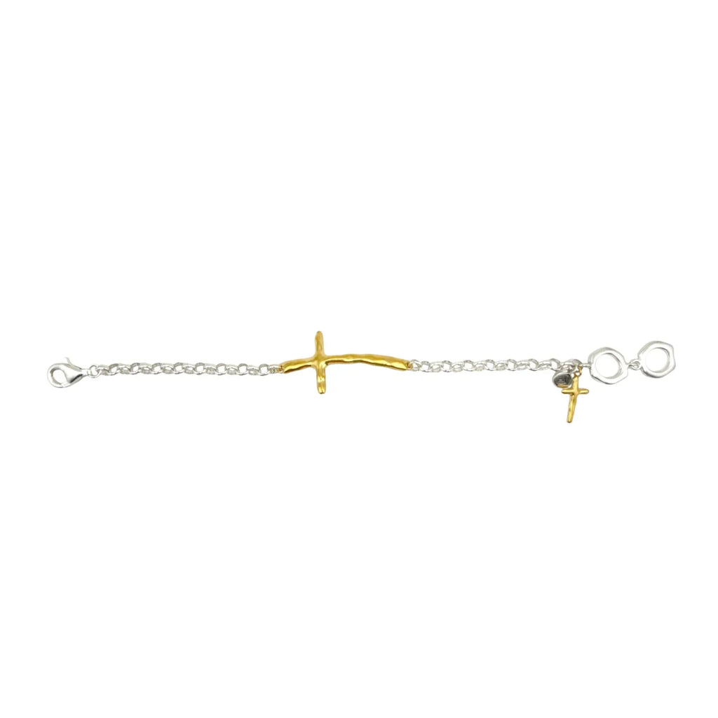 SILPADA In Good Faith Cross Bracelet in Sterling Silver & Gold - flyKAMP
