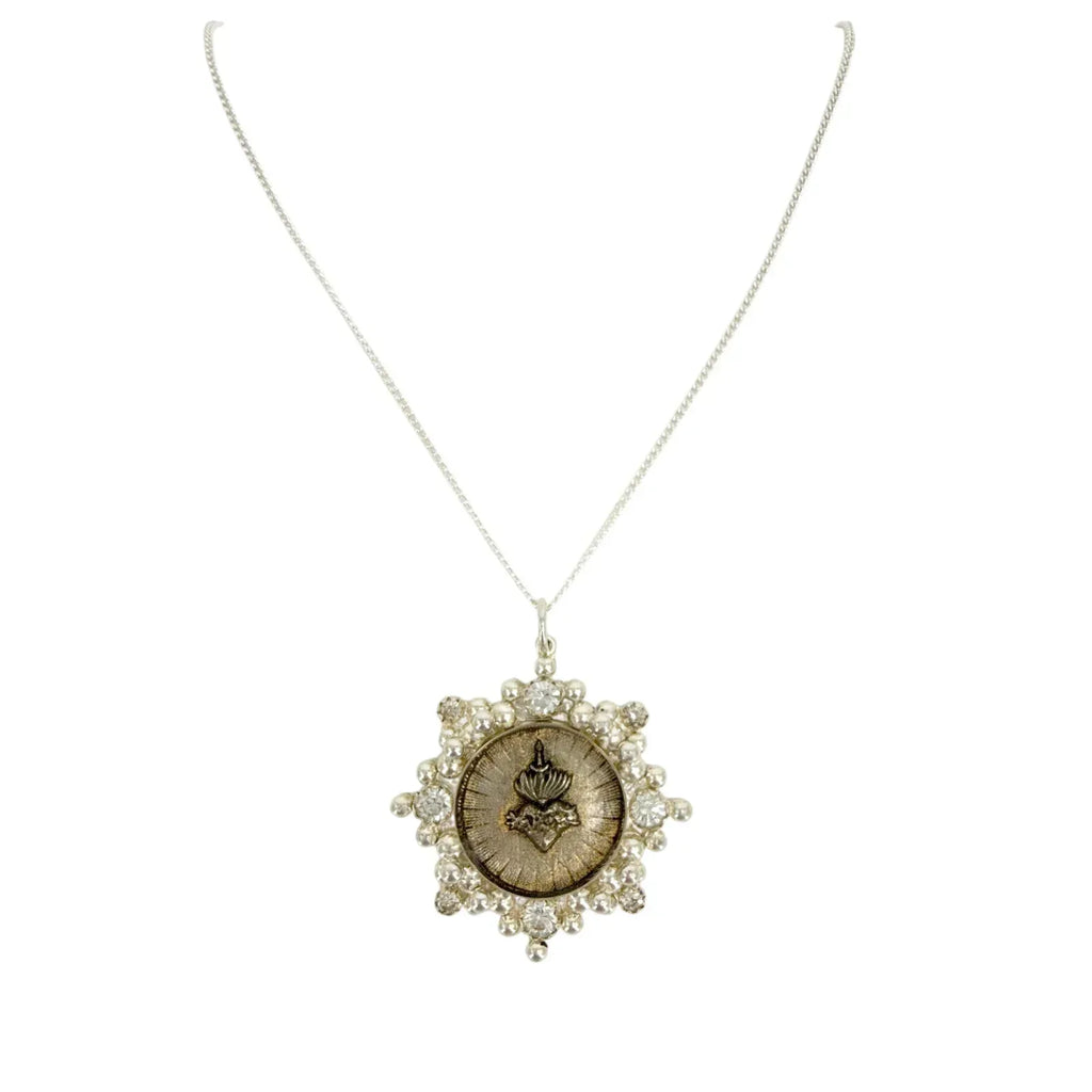 VIRGINS SAINTS & ANGELS VSA Cloister Sacred Heart Charm Necklace in Silver - flyKAMP