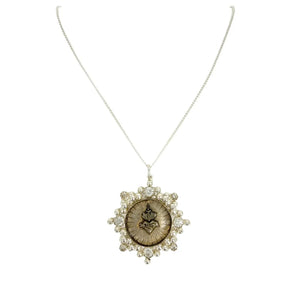 VIRGINS SAINTS & ANGELS VSA Cloister Sacred Heart Charm Necklace in Silver