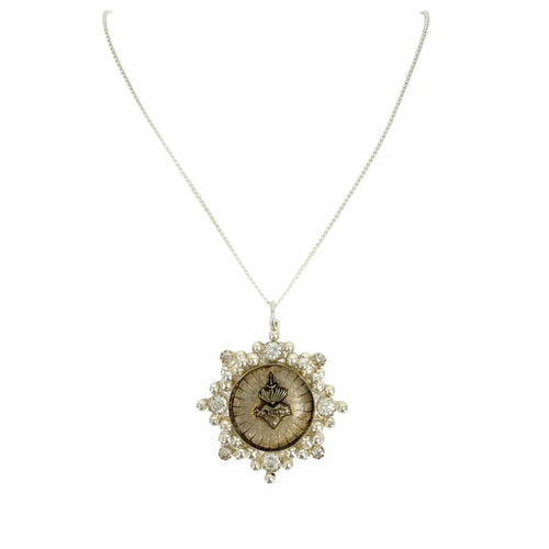 VIRGINS SAINTS & ANGELS VSA Cloister Sacred Heart Charm Necklace in Silver - flyKAMP