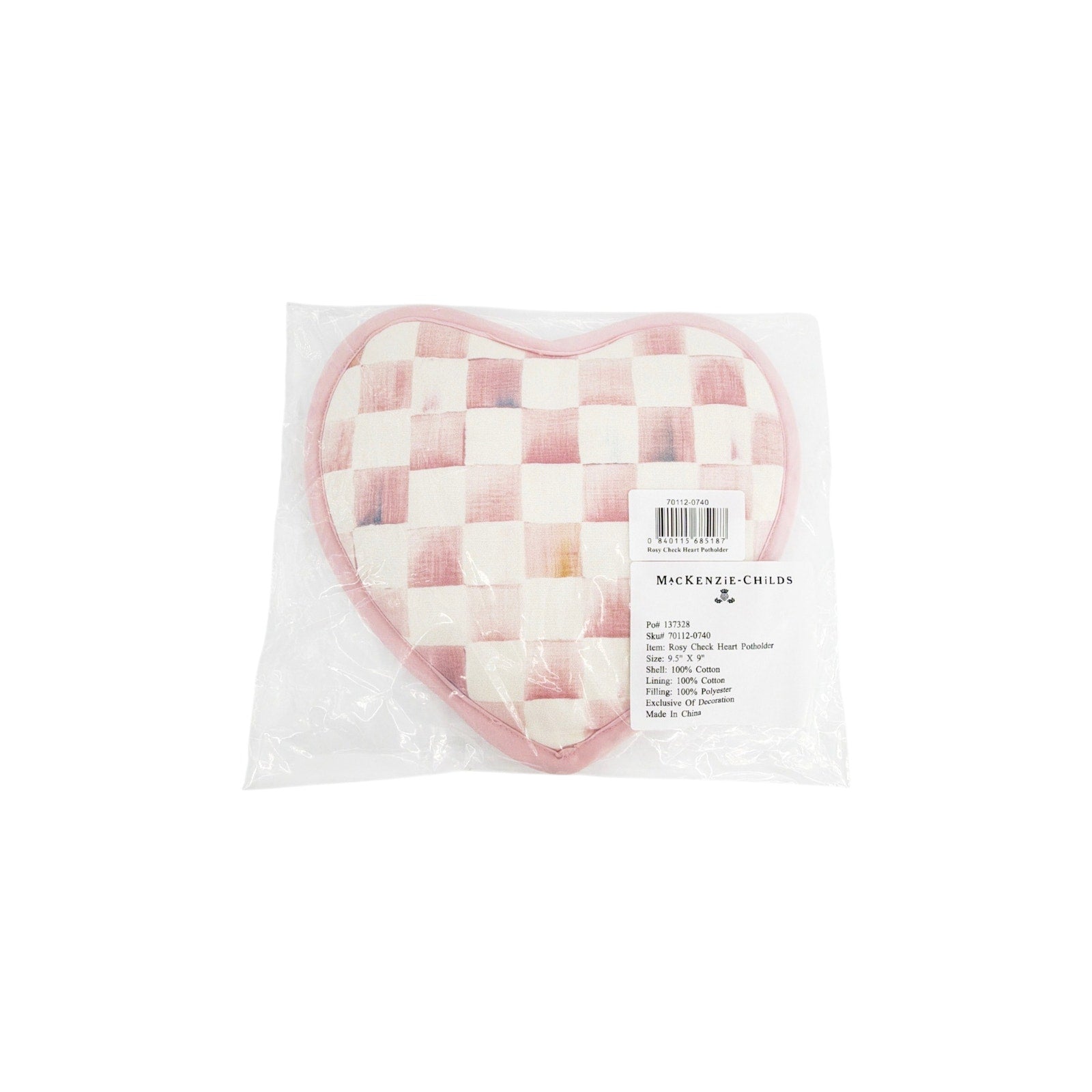 MACKENZIE-CHILDS Rosy Check Heart Potholder Mackenzie-Childs
