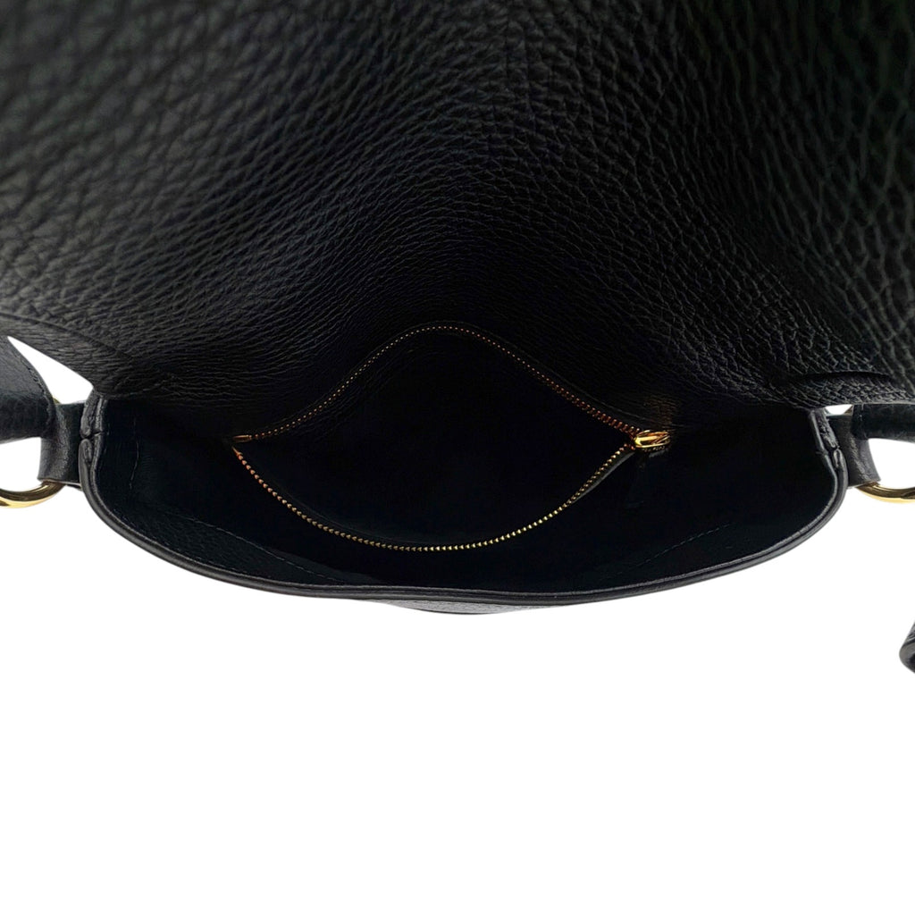 TOM FORD Jennifer Medium Double Strap Bag in Black Grained Leather Tom Ford