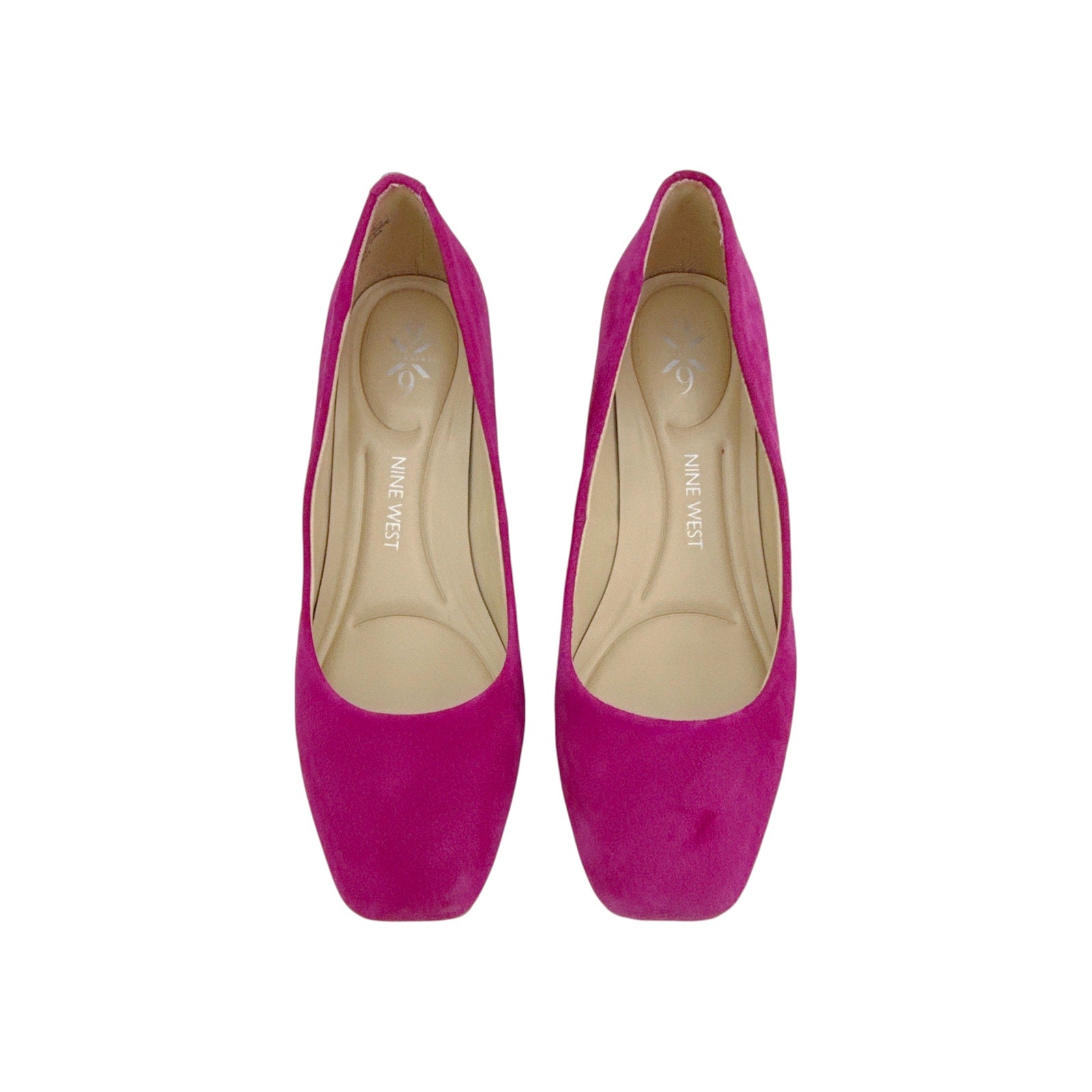 NINE WEST Vibe 9x9 Block Heel Pumps in Pink Berry Suede 6.5