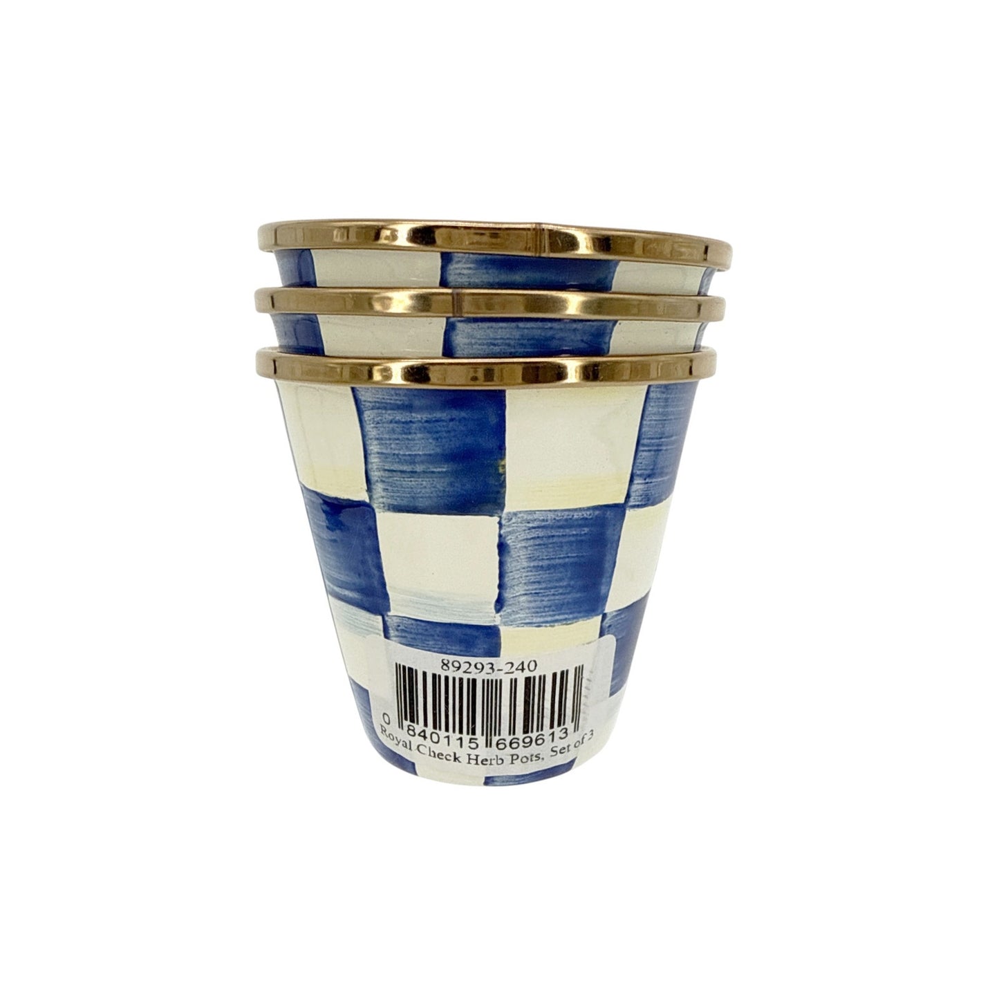 MACKENZIE-CHILDS Herb Pots in Royal Check Set of 3