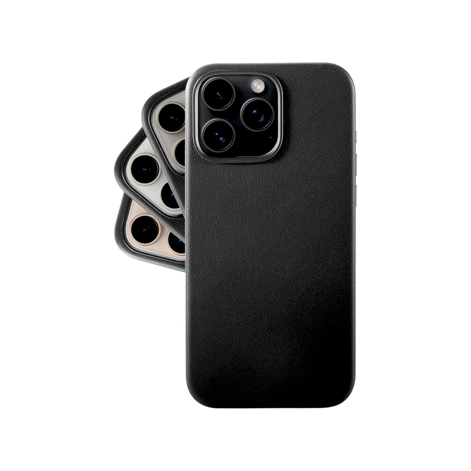 LONLI Leather Phone Case for iPhone 16 Pro in Black Lonli