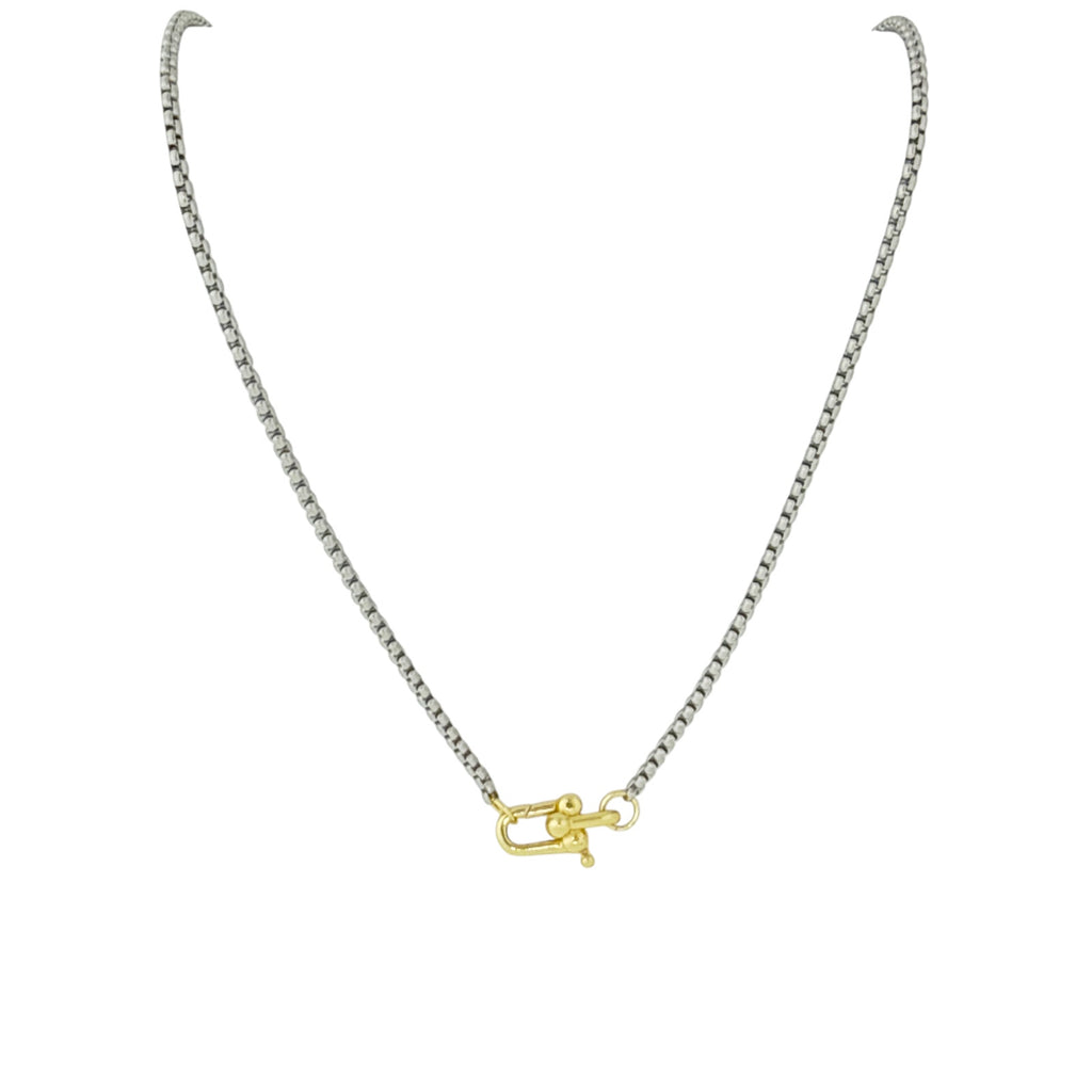 THE SILVER WREN Interlocking Charm Holder Necklace in Silver and Gold