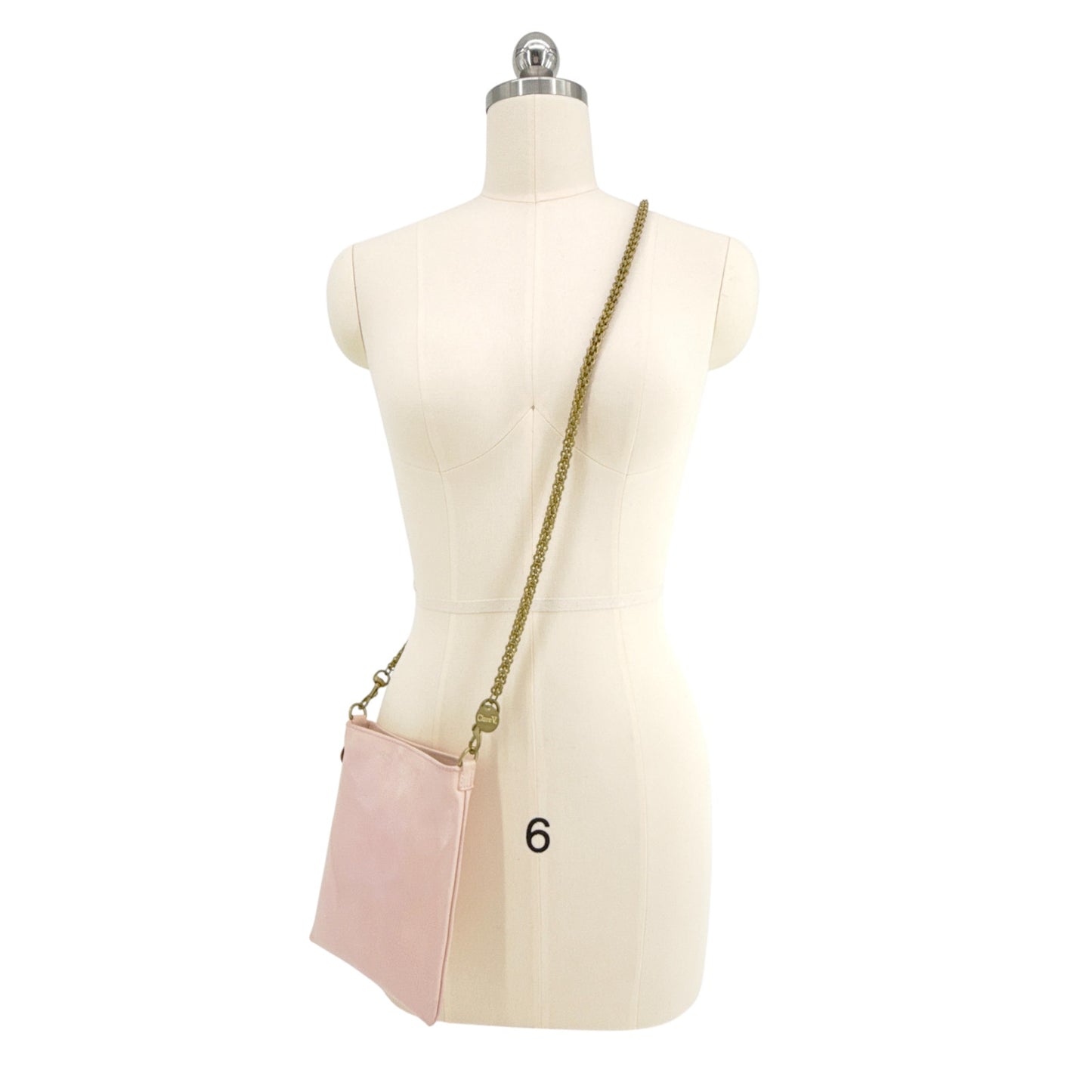 CLARE V. Lauren Supreme Crossbody Bag in Ballet & Crossbody Chain Strap
