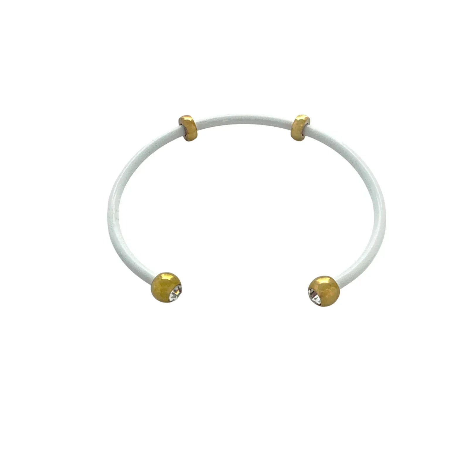 ALEX+ANI Bezel Stone Enamel Cuff in White - flyKAMP