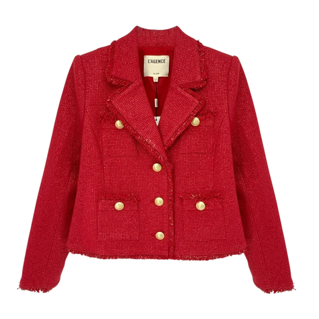L'AGENCE Sylvia Collared Jacket in Garnet Red & Copper 4 - flyKAMP