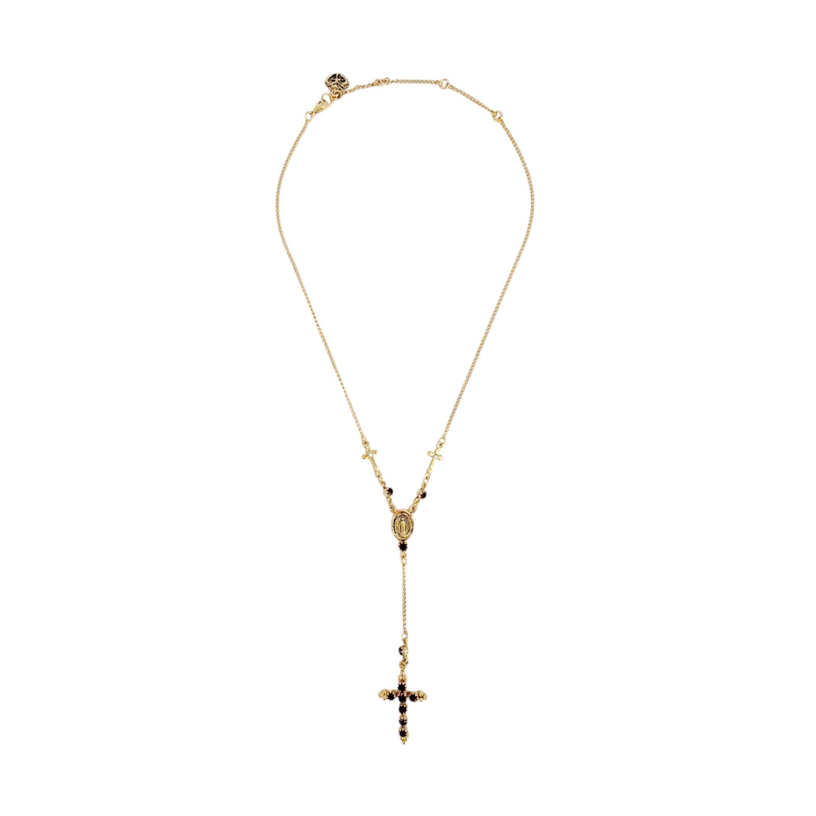 VIRGINS SAINTS & ANGELS VSA Maddie Rosary Necklace in Gold & Topaz Virgins Saints & Angels