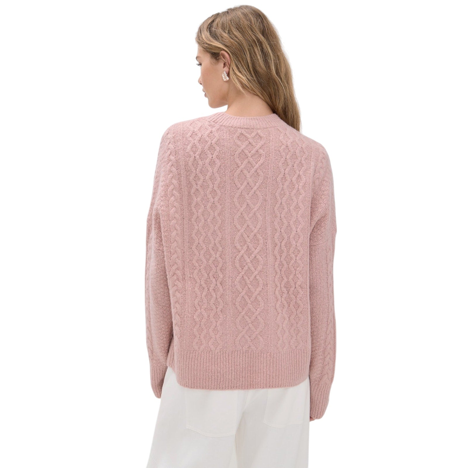 FAVORITE DAUGHTER The Oversized Cable Sweater in Whimsical Rose S Favorite Daughter