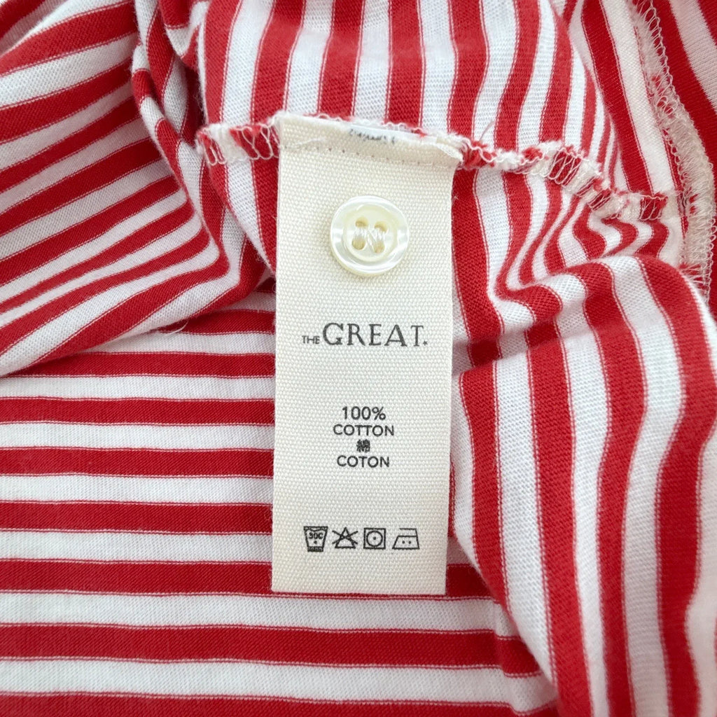 THE GREAT. The Lacrosse Polo. In Sun Cherry Stripe 0|XS - flyKAMP
