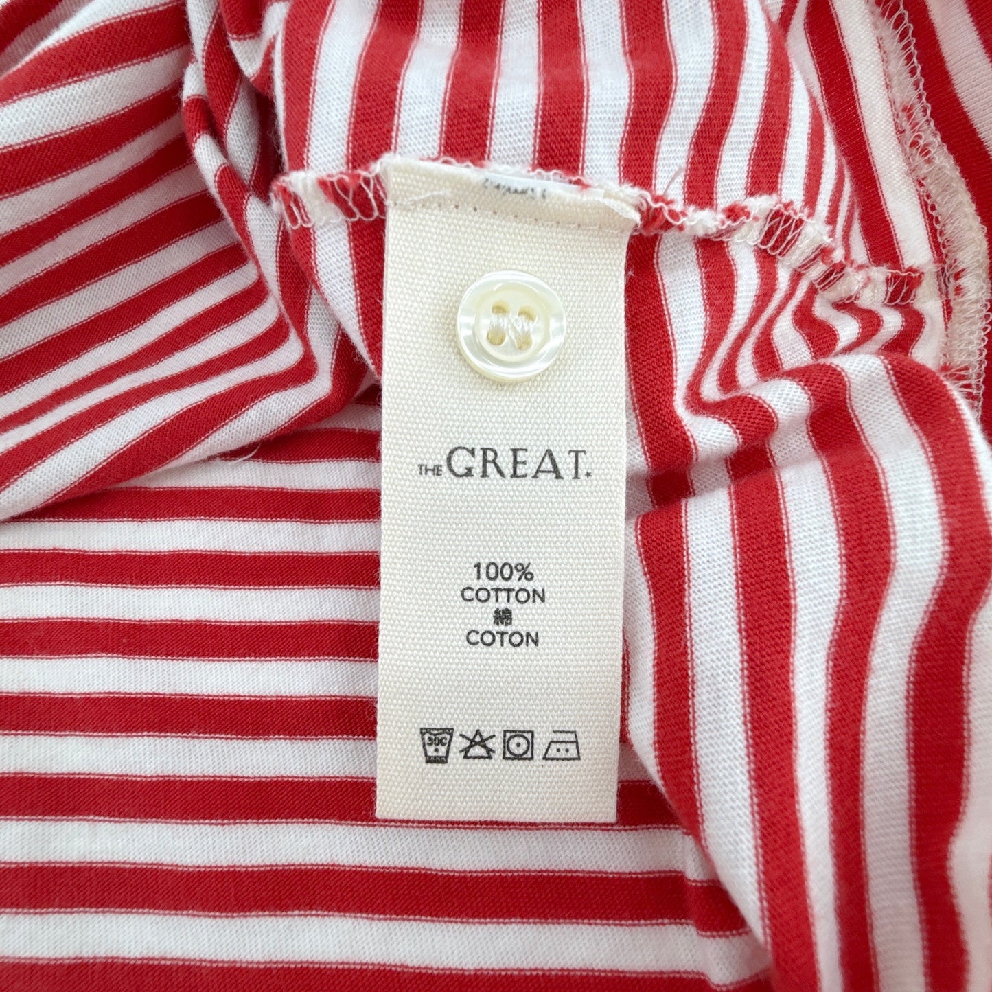 THE GREAT. The Lacrosse Polo. In Sun Cherry Stripe 0|XS