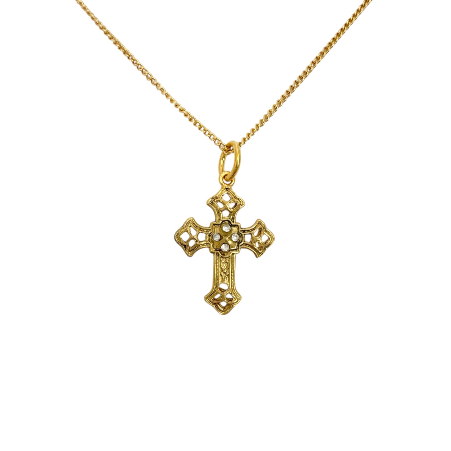 VIRGINS SAINTS & ANGELS VSA Basilica Cross Charm Necklace in Gold