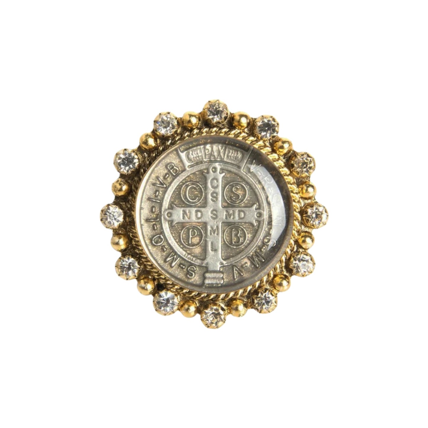 VIRGINS SAINTS & ANGELS Vintage San Benito Ring Gold Plated Sterling Silver 6