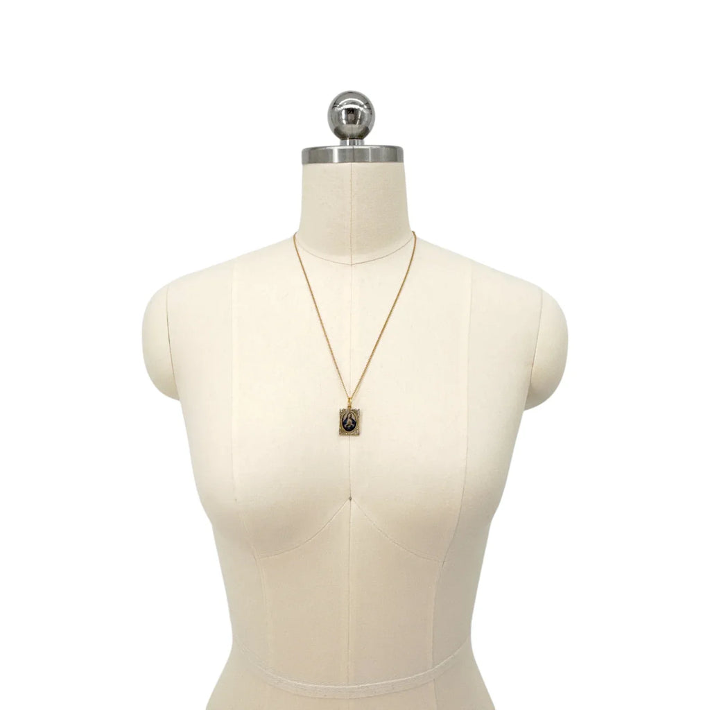 VIRGINS SAINTS & ANGELS VSA Retablo Square Frame Charm Necklace in Gold - flyKAMP