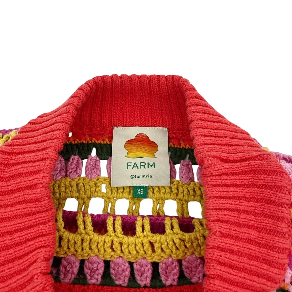 FARM RIO Fruit Dream Crochet Sweater XS - flyKAMP