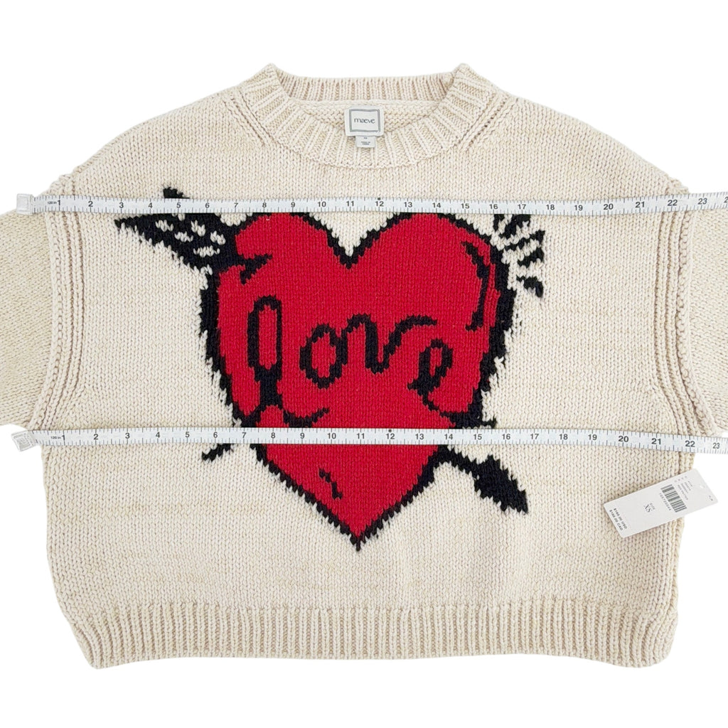 ANTHROPOLOGIE Maeve Lovestruck Long-Sleeve Crew-Neck Sweater XS Anthropologie