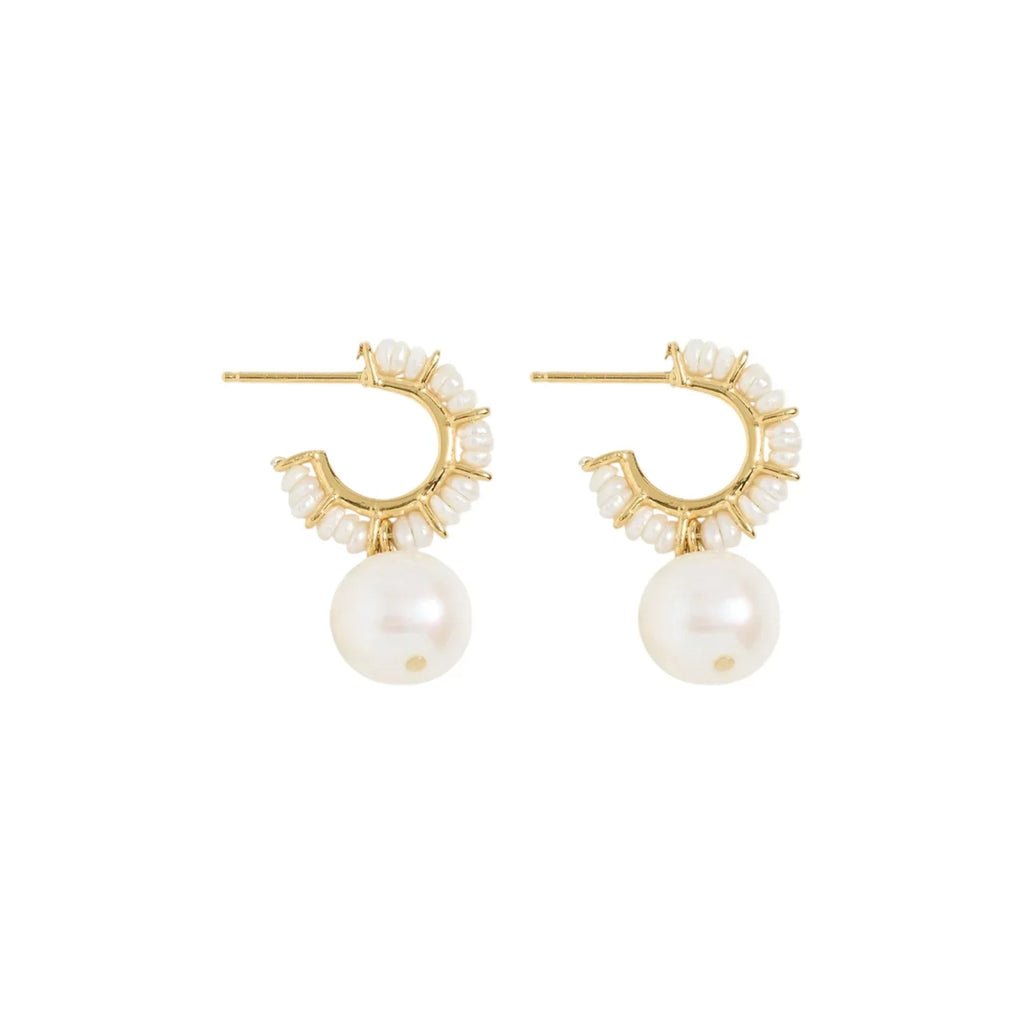 CHAN LUU Maiden Hoop Earrings in White Pearl - flyKAMP