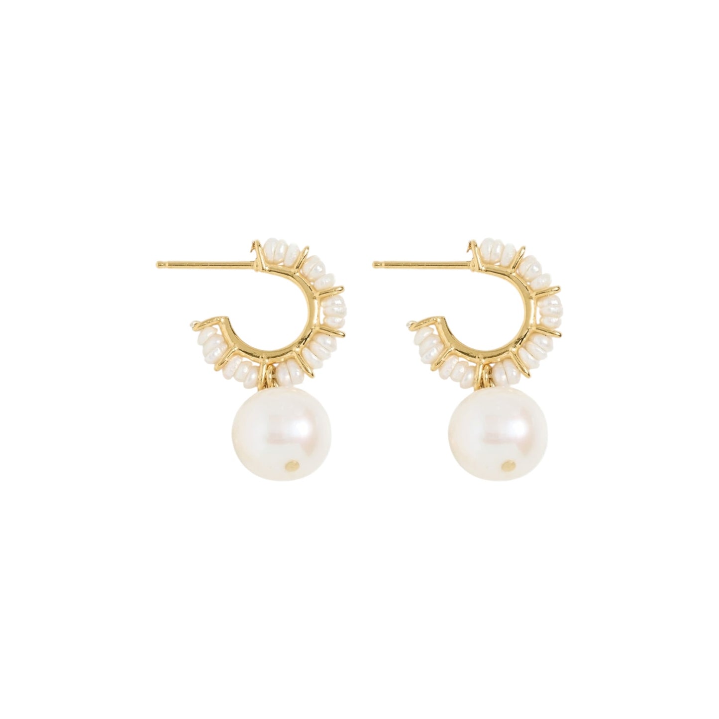 CHAN LUU Maiden Hoop Earrings in White Pearl