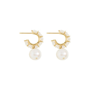 CHAN LUU Maiden Hoop Earrings in White Pearl
