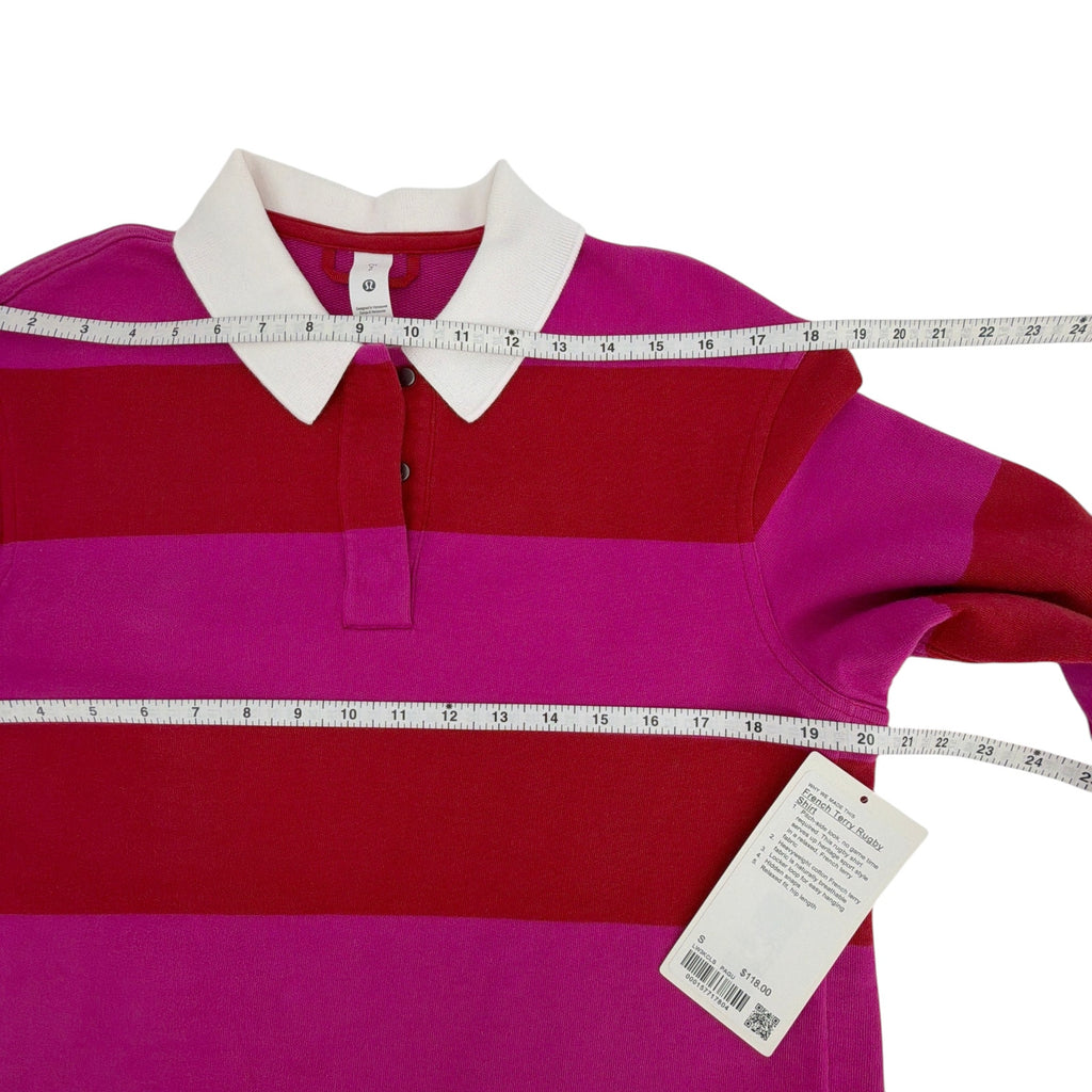 LULULEMON French Terry Rugby Shirt in Red & Pink S Lululemon