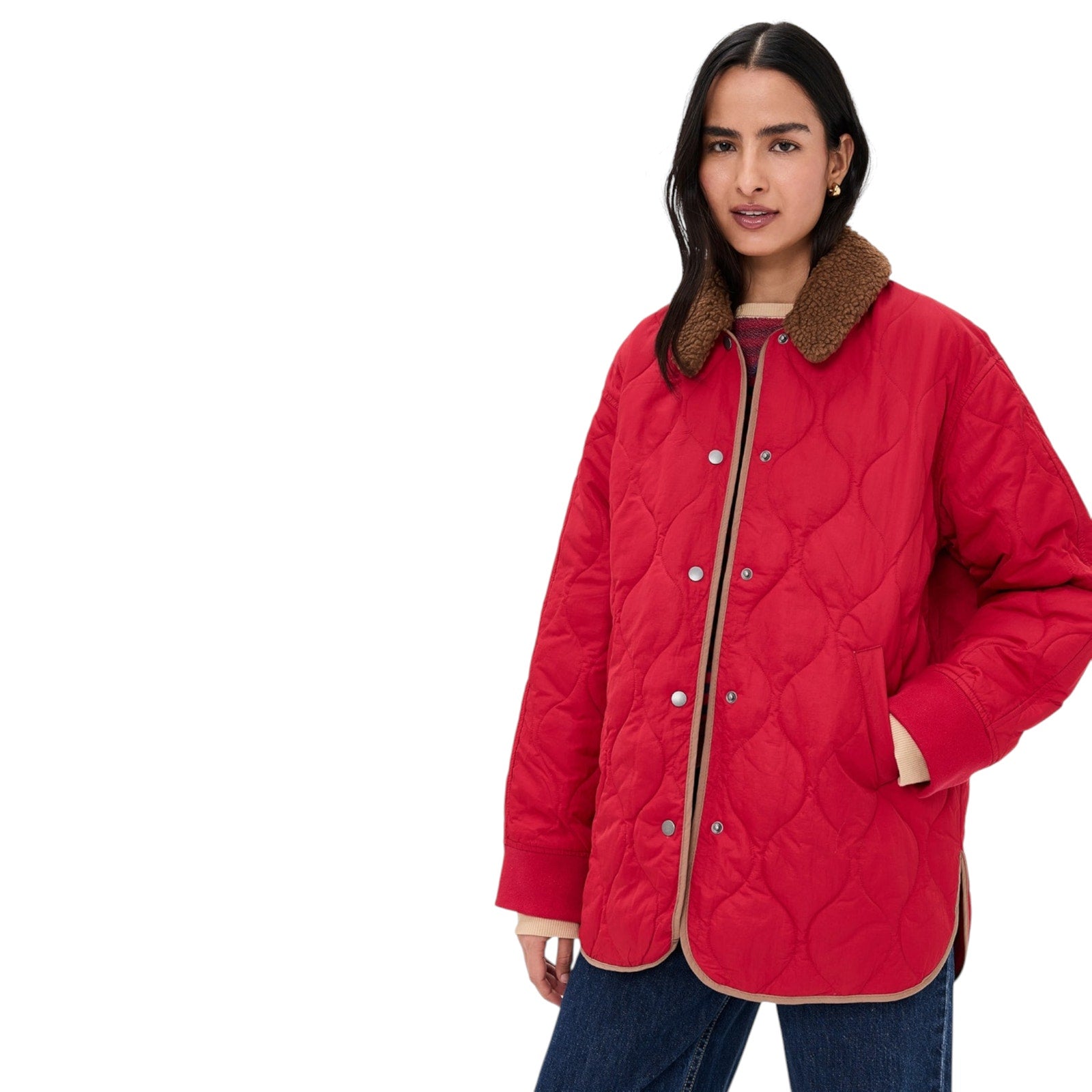 ALEX MILL Wembley Quilted Jacket In Red S Alex Mill