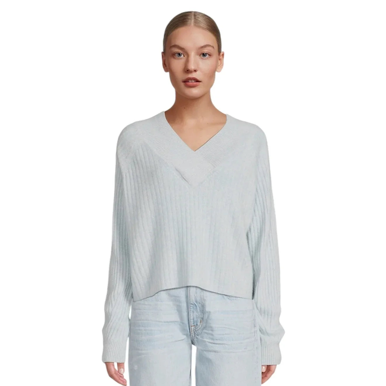 NAADAM Coastal Cashmere Cropped V-Neck Sweater XS - flyKAMP