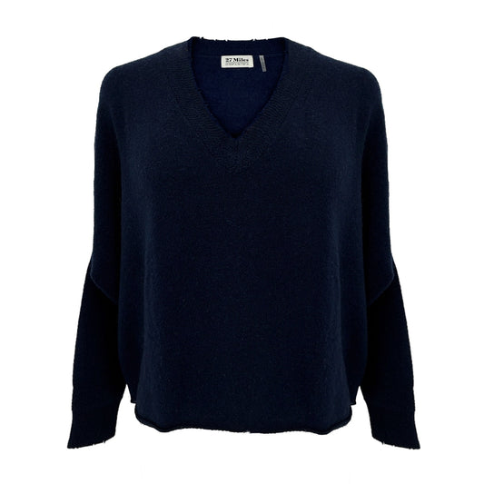 27 MILES Cashmere V-Neck Sweater Navy XS