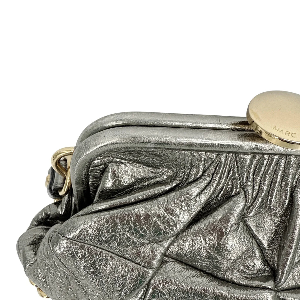 MARC JACOBS Collection Patchwork Metallic Leather Little Stam Bag in Silver - flyKAMP