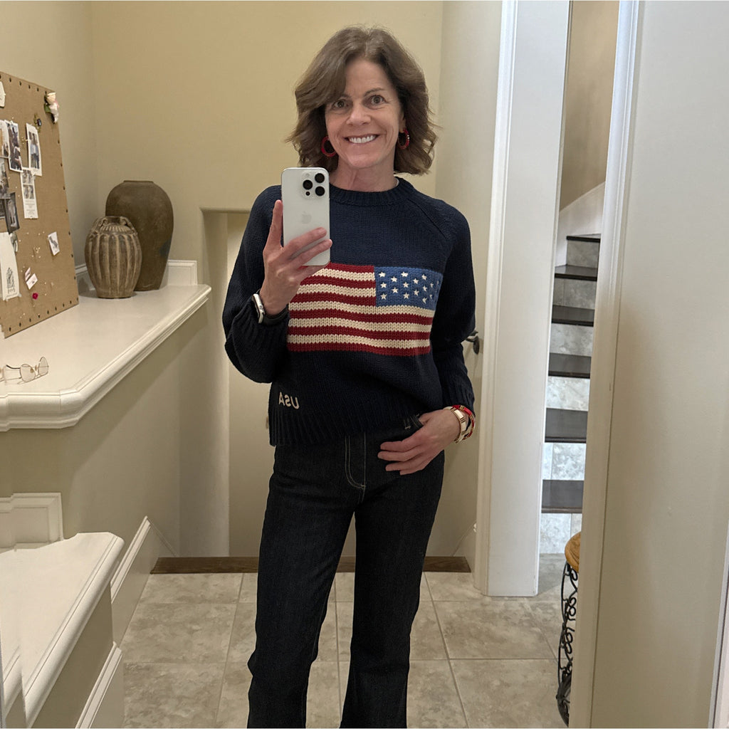 TORY BURCH Icon Enamel Hoop Earrings in Tory Gold / Red / Navy Tory Burch