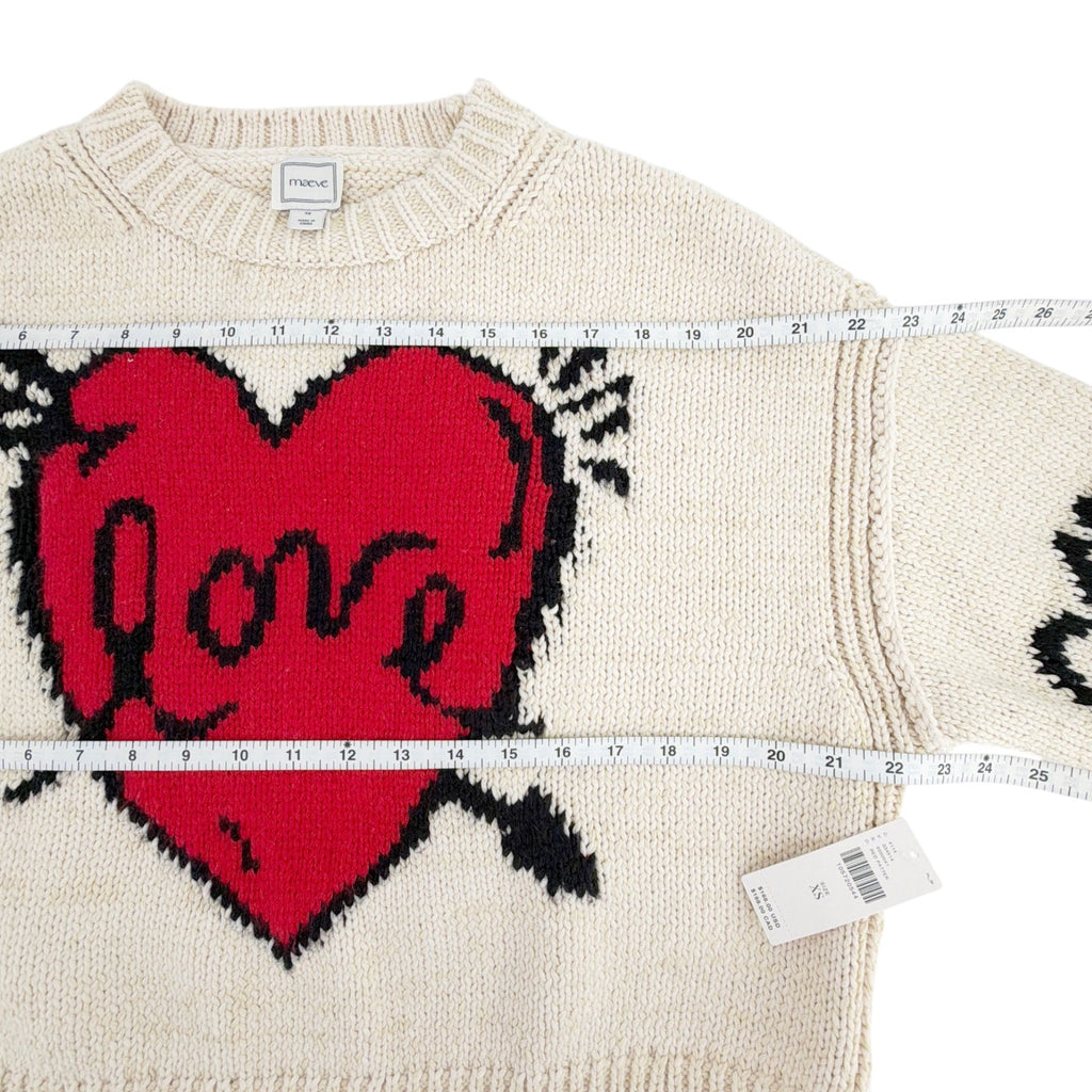 ANTHROPOLOGIE Maeve Lovestruck Long-Sleeve Crew-Neck Sweater XS Anthropologie