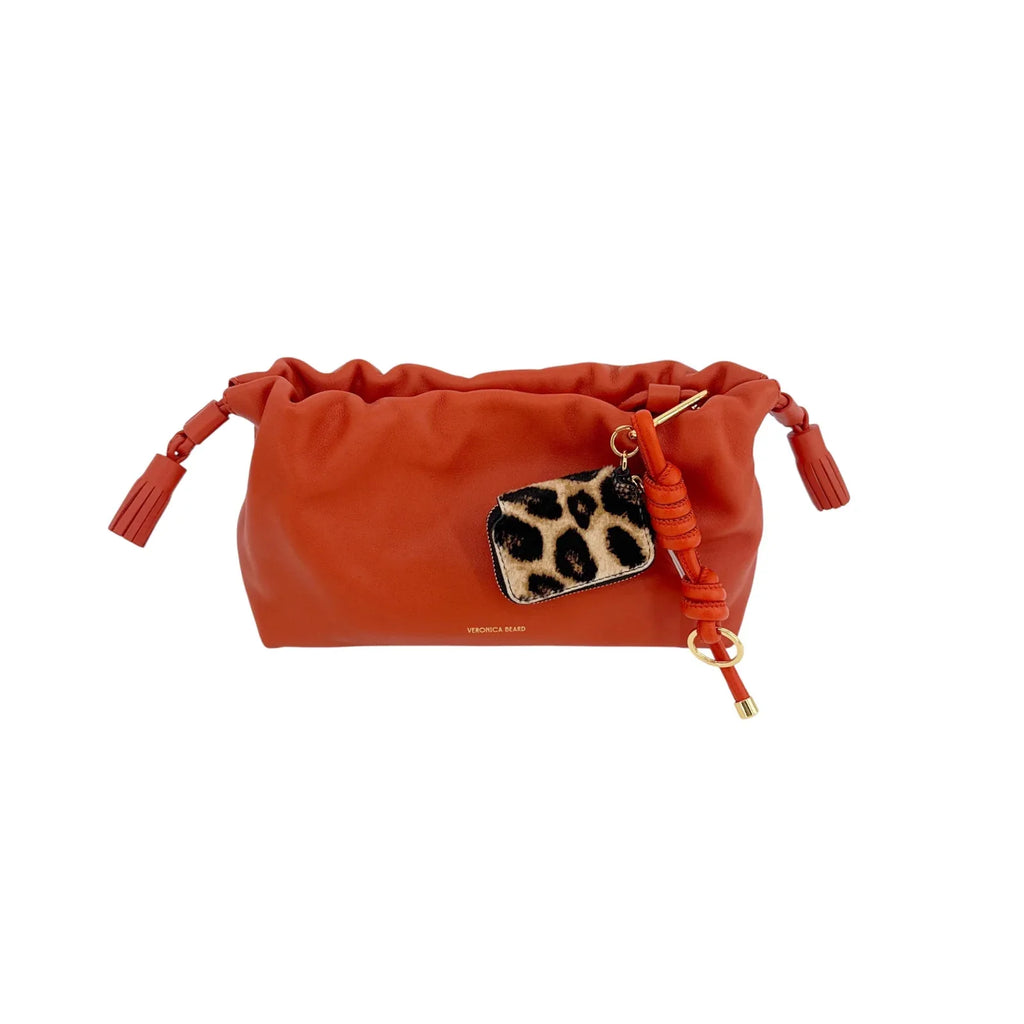 VERONICA BEARD Leopard Zip Pouch Bag Charm Dark Acorn - flyKAMP
