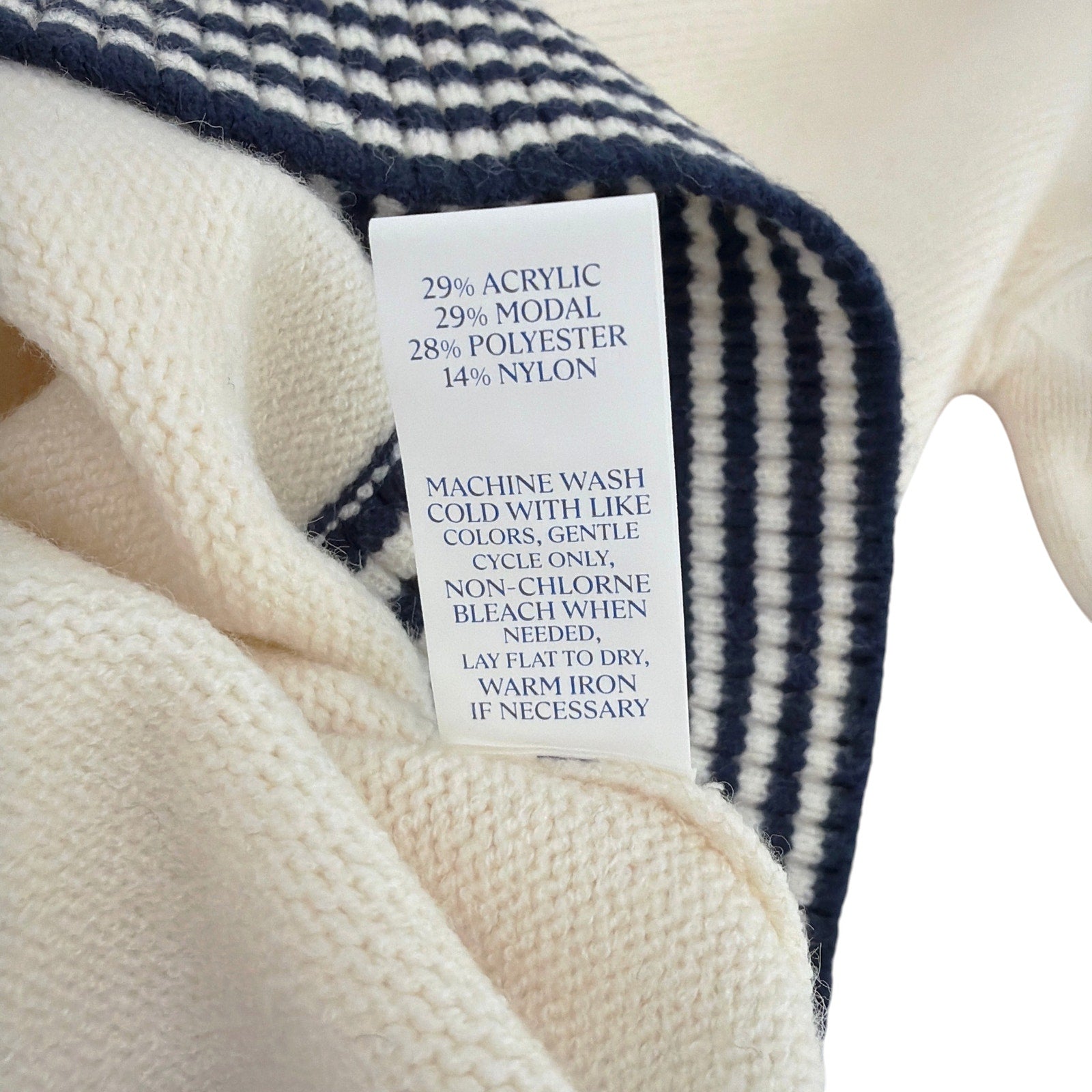 ADDISON BAY Carlyle Rugby Sweater in Cream & Navy XS Addison Bay