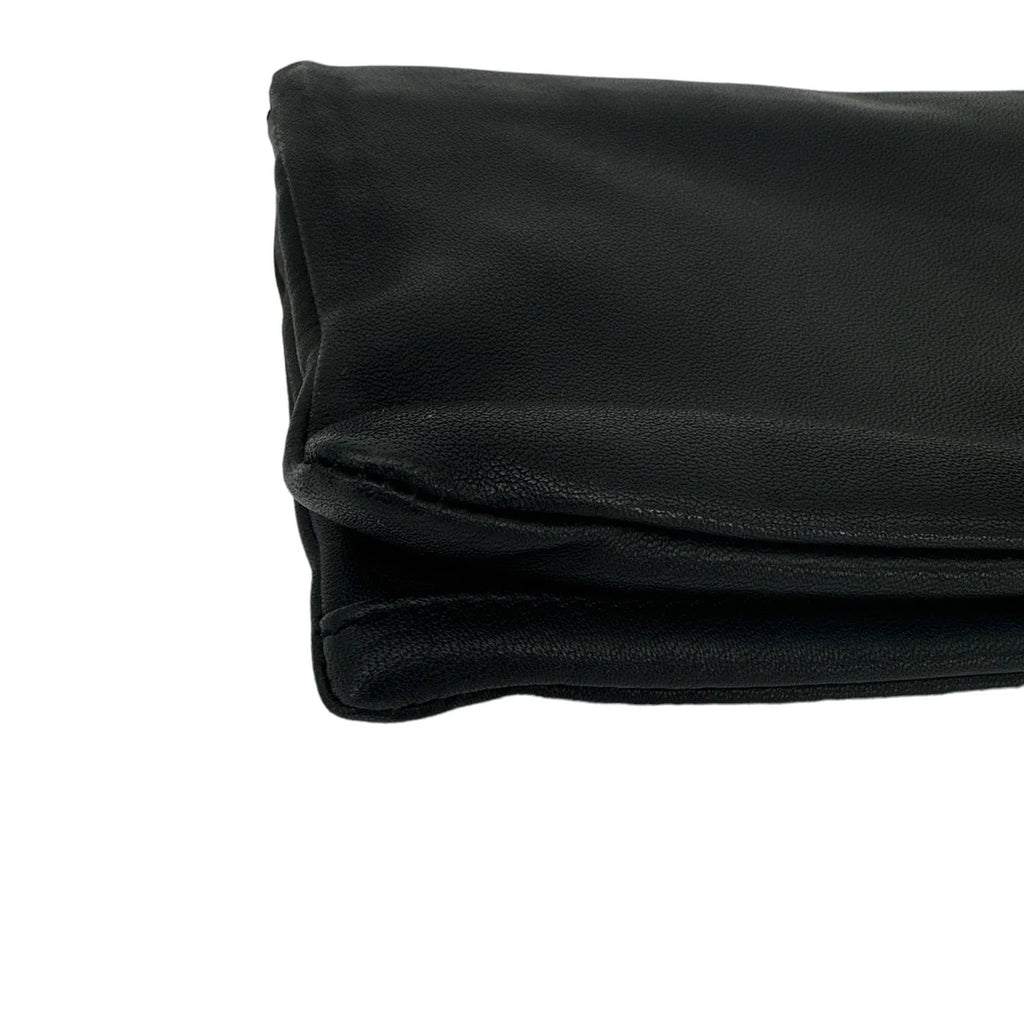 ANN TAYLOR Nappa Leather Foldover Clutch Bag in Black - flyKAMP
