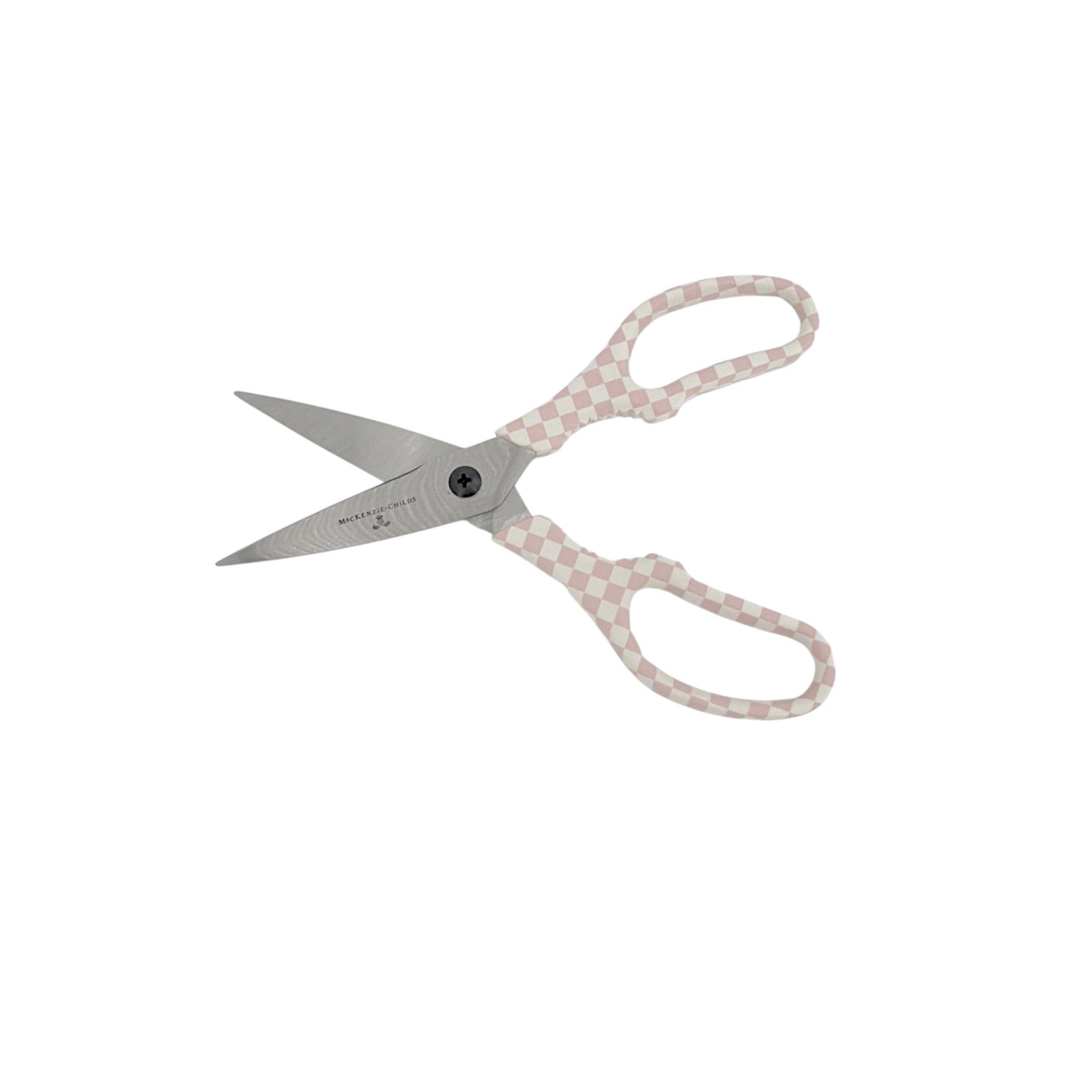 MACKENZIE-CHILDS Check Kitchen Shears in Pink & White Check Mackenzie-Childs