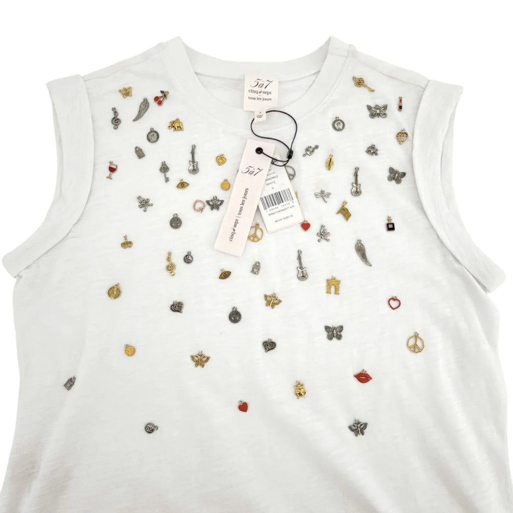CINQ A SEPT Charm Bella Tee in White S - flyKAMP