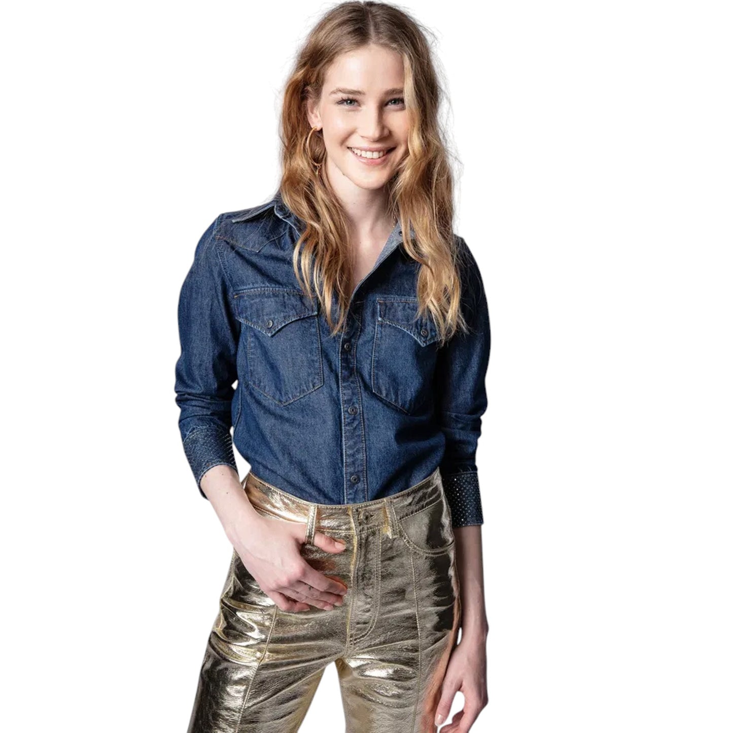 ZADIG & VOLTAIRE Thelma Eco Strass Denim Shirt S