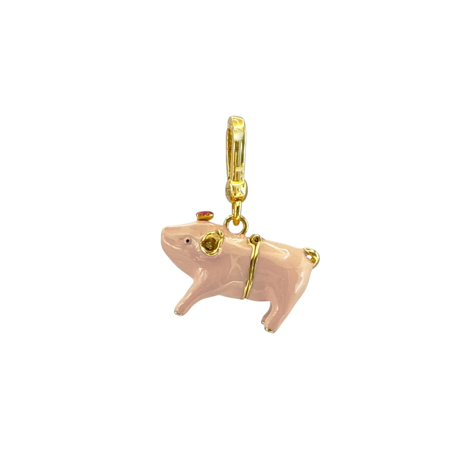 JUICY GRAPE Enamel Pink Pig Locket Charm Pendant - flyKAMP