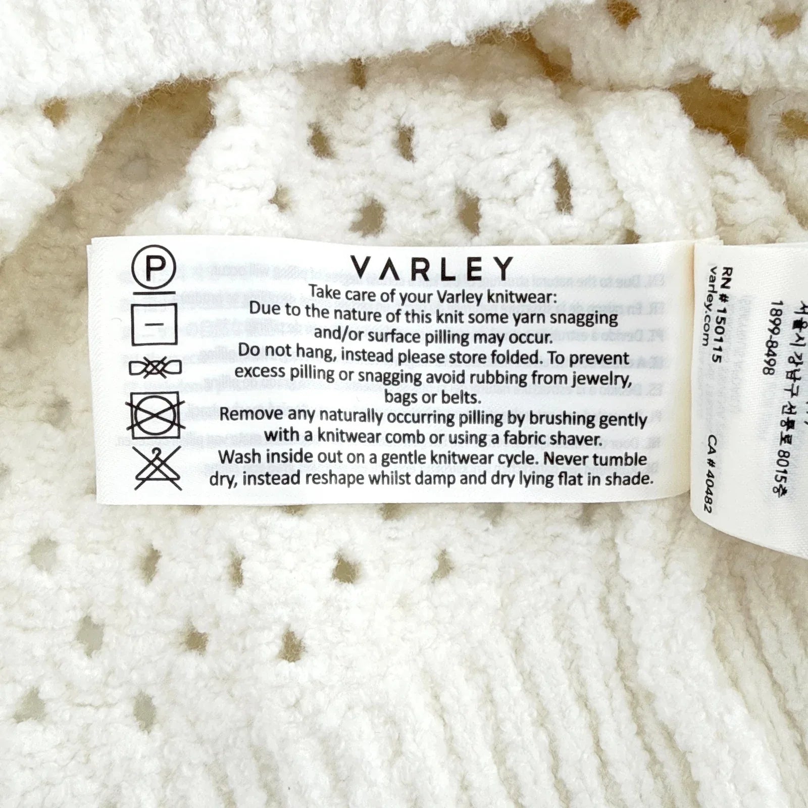 VARLEY Grady Bouclé Knit Sweater in Coconut Milk S - flyKAMP