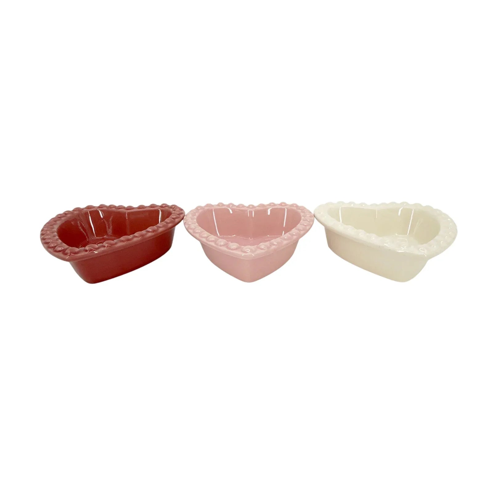 WILLIAMS-SONOMA Beaded Heart Shaped Ramekins Set of 3 - flyKAMP