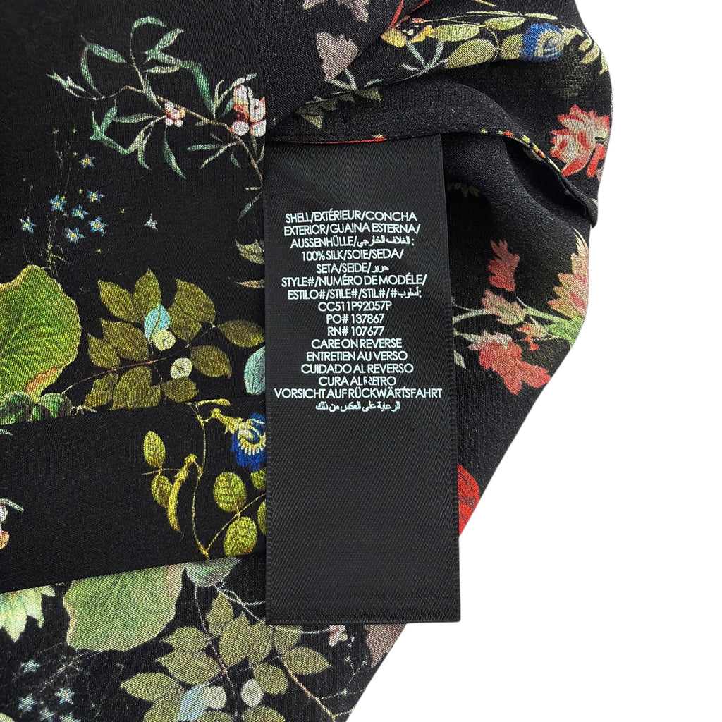 ALICE+OLIVIA Floral Ruffle Blouse in Blush Kiss Black S Alice + Olivia