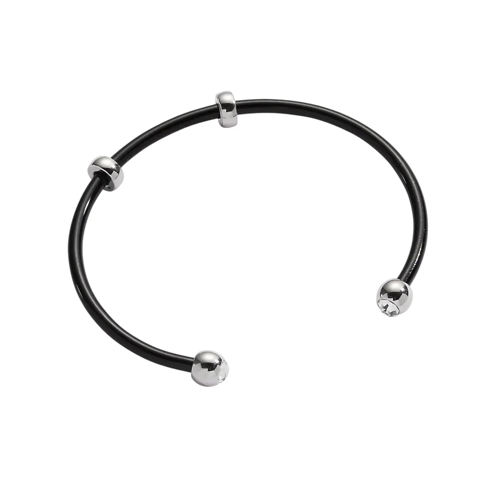 ALEX+ANI Bezel Stone Enamel Cuff in Black - flyKAMP