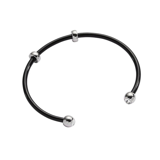 ALEX+ANI Bezel Stone Enamel Cuff in Black
