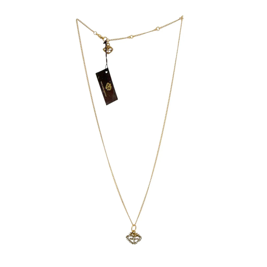 VIRGINS SAINTS & ANGELS VSA Sacred Heart Logo Charm Necklace in Gold - flyKAMP